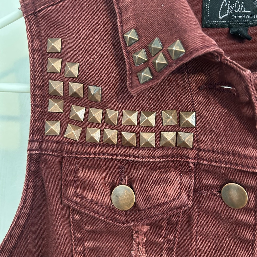 Chiqle Architect | Burgundy Denim Fabric |Size Small - Picture 6 of 7